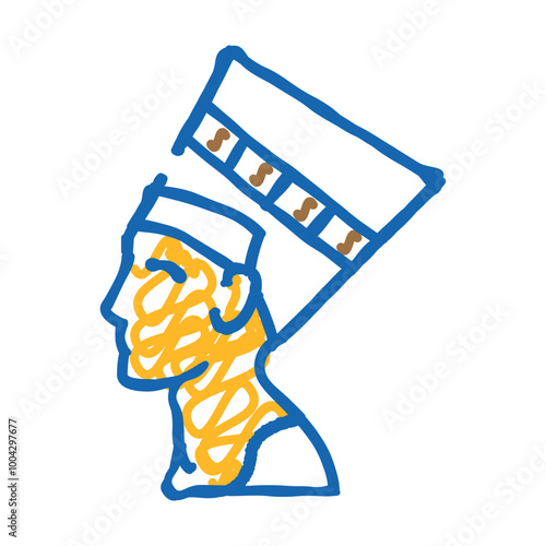 nefertiti egypt queen doodle icon sketch vector. nefertiti egypt queen sign. isolated symbol illustration