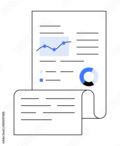 Document displaying analytics with charts and graphs. Ideal for business presentations, financial analysis, data visualization, office reports, and corporate communication. Clean and modern style