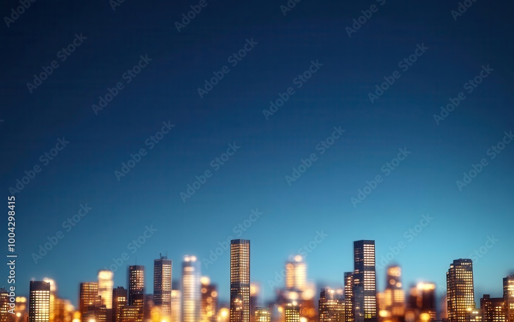 Naklejka premium City skyline at night with lights polluting the sky, illustrating the impact of light pollution on the environment