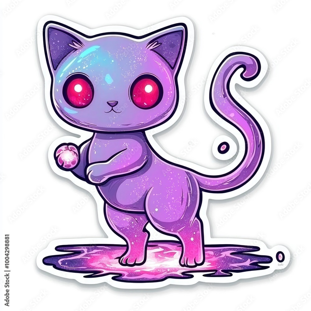 Fototapeta premium Cute Cartoon Cat in a Galaxy