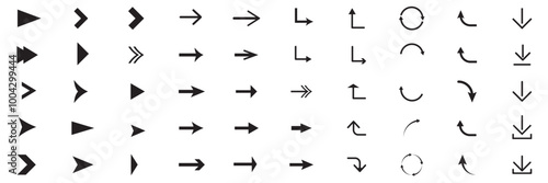 Arrow icon vector set with different kind of arrows. black arrow icon set. long arrow icon vector set. arrow icon set.