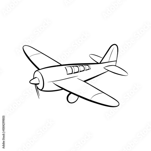 Airplane icon in simple black outline, monochrome vector