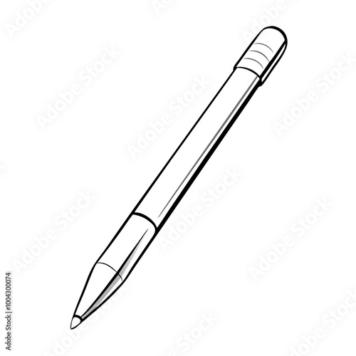 Simple illustration of a ballpoint pen on white background, simple monohrom vector