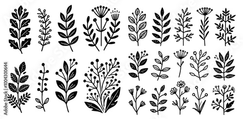 hand drawn twigs and leaves decorative decorative plants