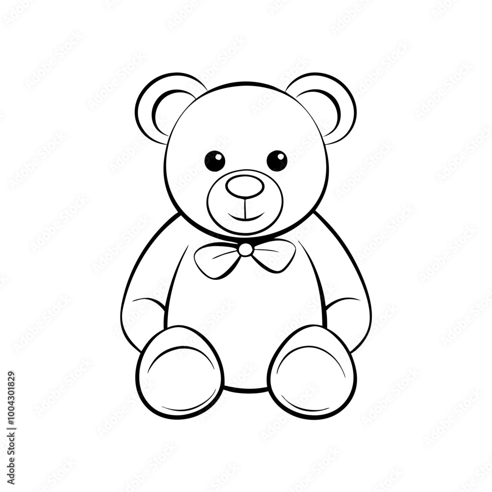 Teddy bear icon in black and white with bowtie Teddy bear icon in black and white with bowtie