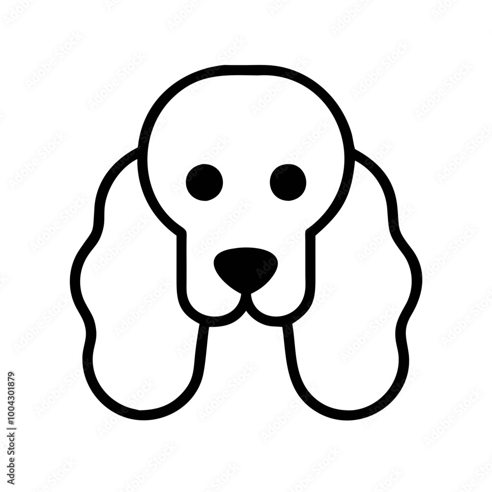 Dog face outline icon in black and white, The poodle, simple vector Dog face outline icon in black and white, The poodle, simple vector