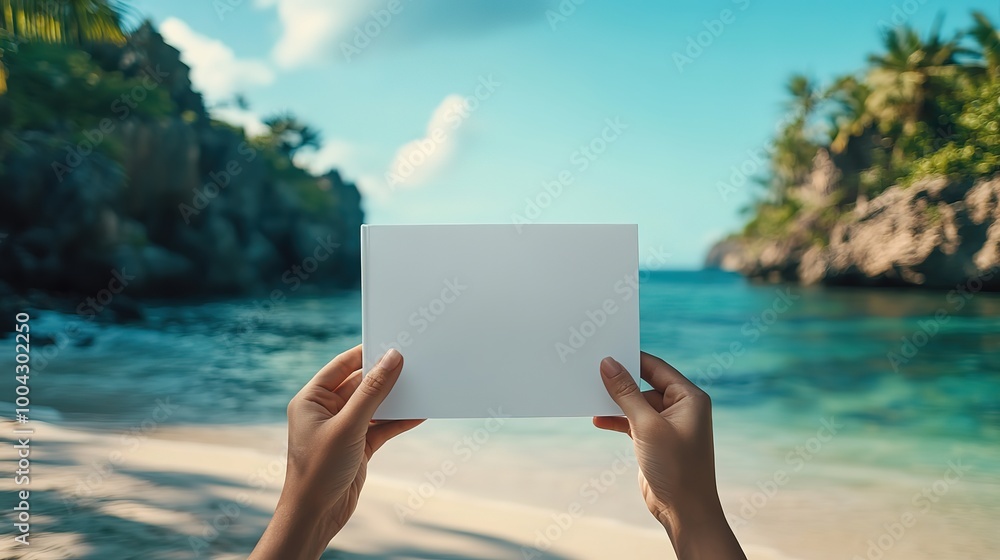 Mock-up book People hands holding a white book with copy space Mock-up book People hands holding a white book with copy space
