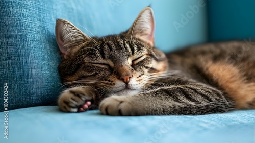 Playful Feline's Comfy Nap in Minimalist Pop Art Style