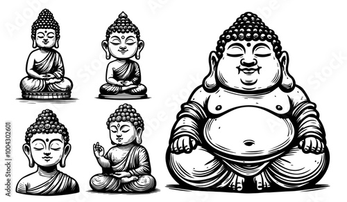 serene illustrations of buddha symbolizing peace and mindfulness