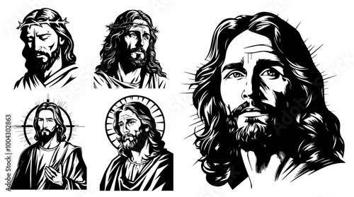 portraits of Jesus Christ with expressions of compassion and grace