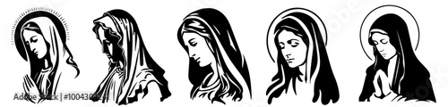 Our Lady Virgin Mary Madonna black silhouette vector