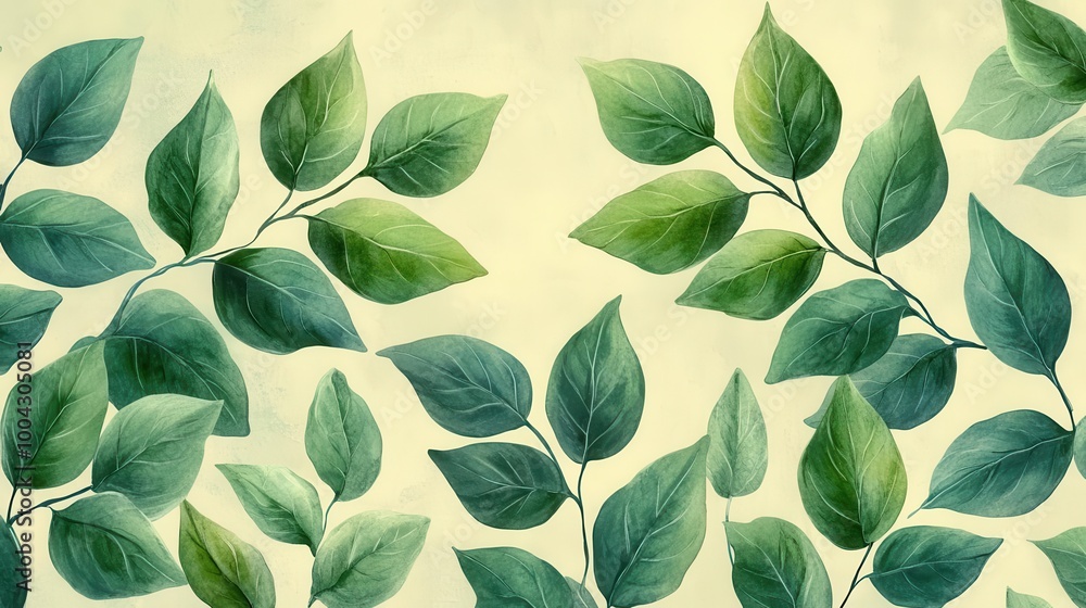 seamless pattern featuring fresh leaves in various shades of green artfully arranged on a neutral background celebrating the beauty of nature perfect for textiles and decor seamless pattern featuring fresh leaves in various shades of green artfully arranged on a neutral background celebrating the beauty of nature perfect for textiles and decor