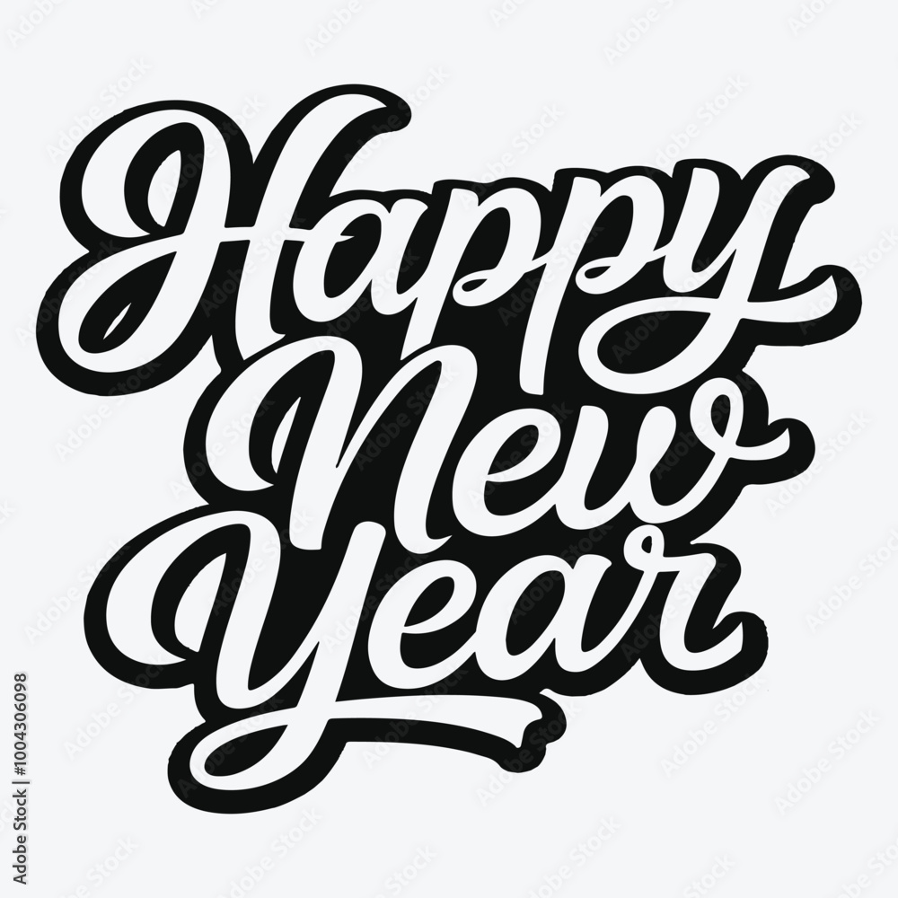 Happy new Year typography silhouette illustration and artwork Happy new Year typography silhouette illustration and artwork