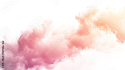 Fototapeta Naklejka Na Ścianę i Meble -  abstract orange pink fluffy clouds mist fog smoke curling isolated on transparent background