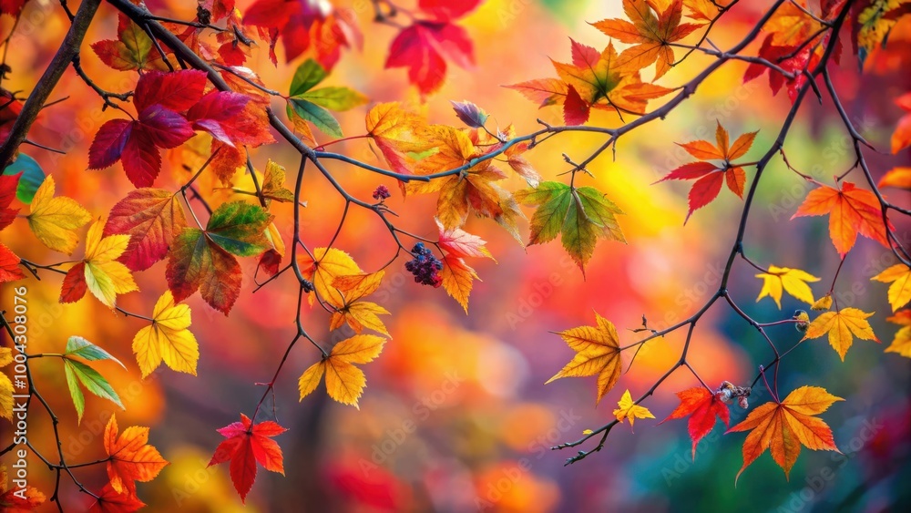 Abstract colorful leaf and branch art with vibrant autumnal hues for design projects Abstract colorful leaf and branch art with vibrant autumnal hues for design projects