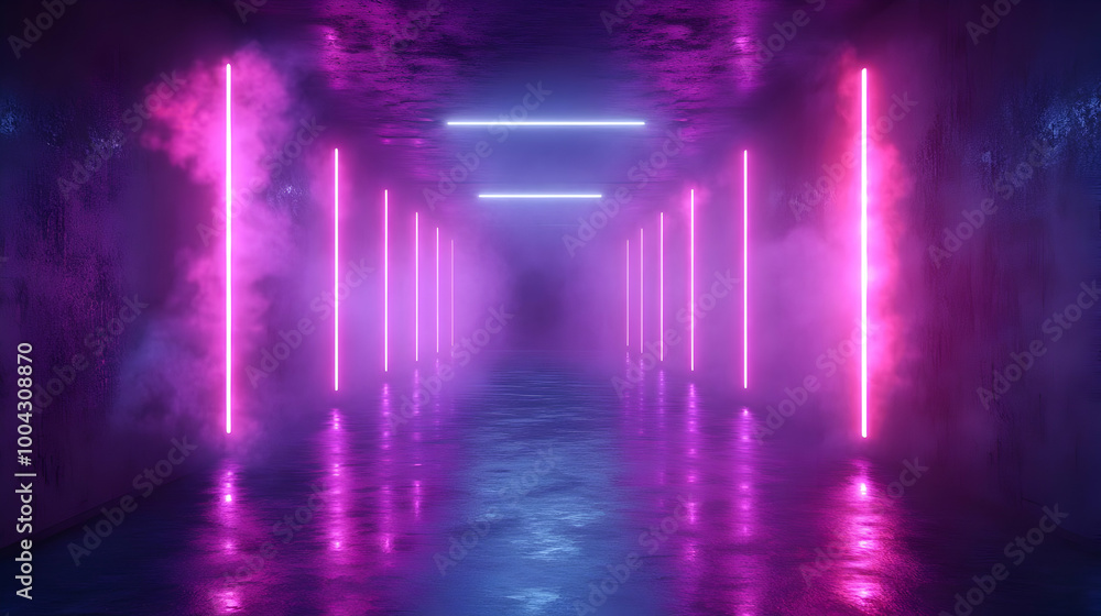 3D Neon Lights Corridor Illustration 3D Neon Lights Corridor Illustration