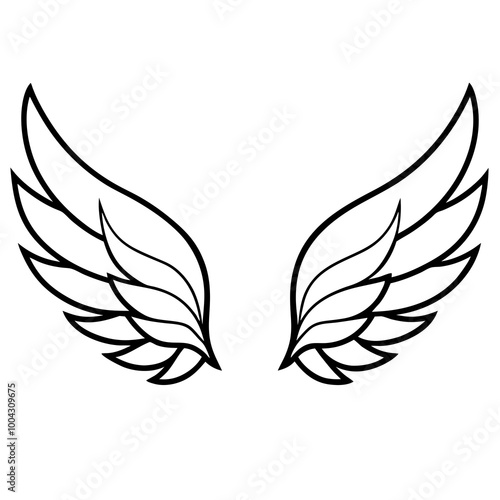 Delicate Feathered Wings in Vector Art