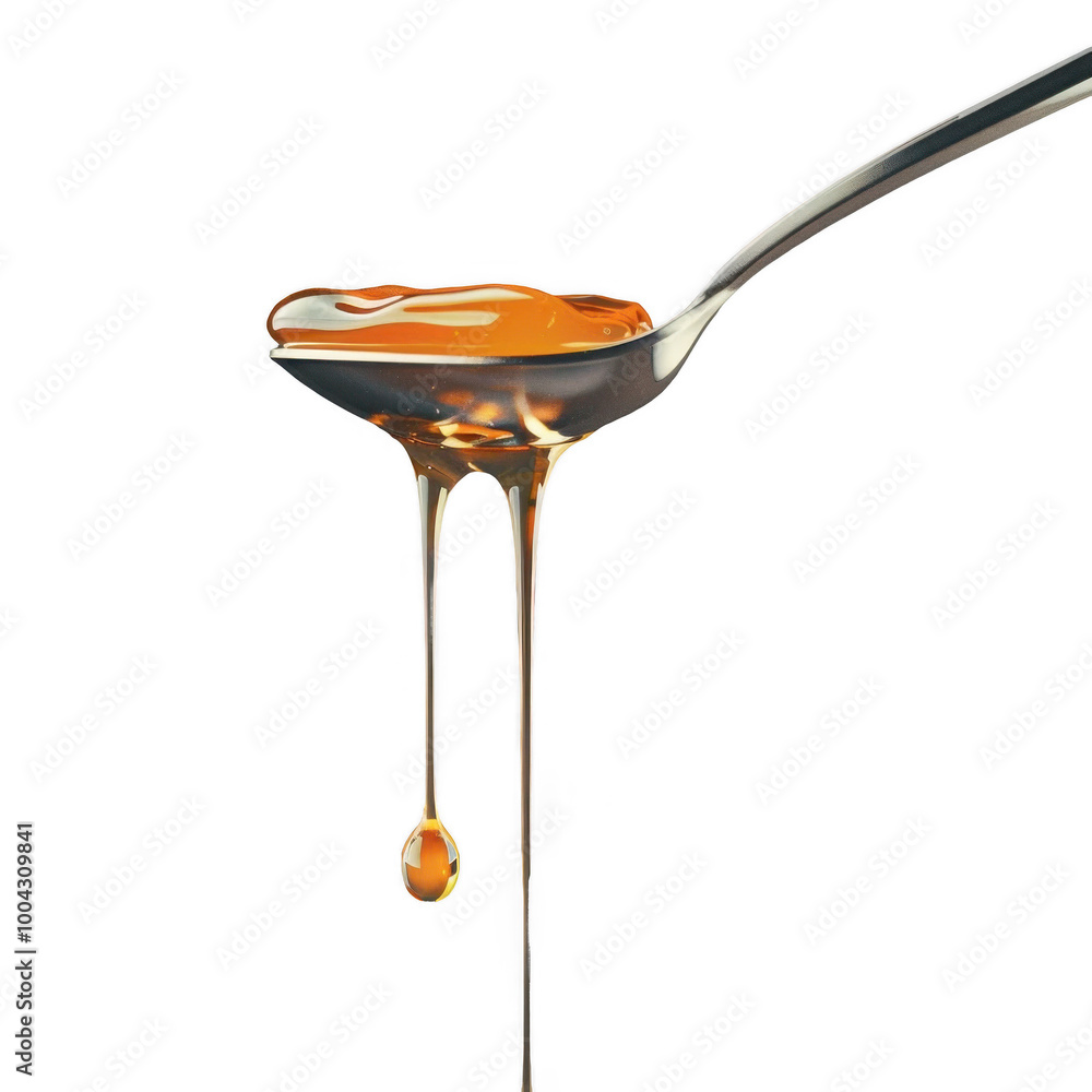Detailed image of honey flowing and dripping from a spoon against a black background, showcasing texture and golden color.png transparent background. Detailed image of honey flowing and dripping from a spoon against a black background, showcasing texture and golden color.png transparent background.