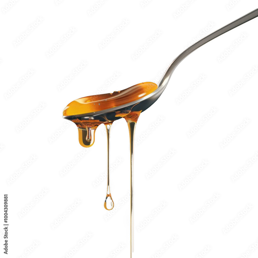 Detailed image of honey flowing and dripping from a spoon against a black background, showcasing texture and golden color.png transparent background. Detailed image of honey flowing and dripping from a spoon against a black background, showcasing texture and golden color.png transparent background.