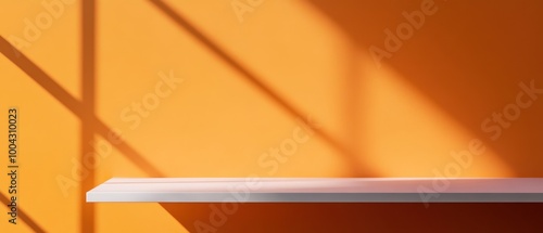 Vibrant orange kitchen tabletop, ideal for showcasing products, enhances culinary creativity, inviting atmosphere, perfect for modern interiors