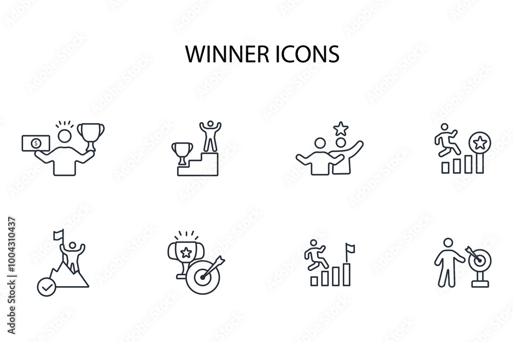 winners icon set.vector.Editable stroke.linear style sign for use web design,logo.Symbol illustration. winners icon set.vector.Editable stroke.linear style sign for use web design,logo.Symbol illustration.