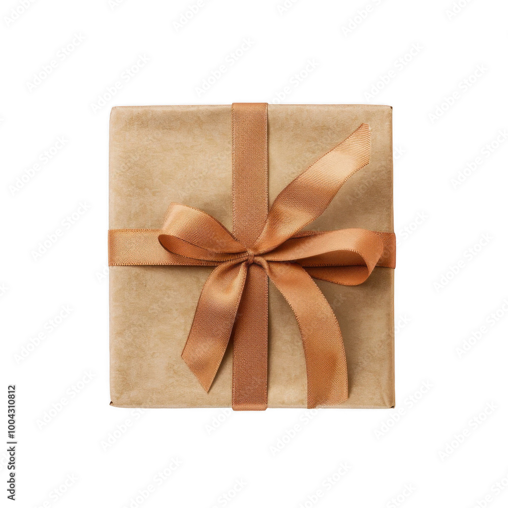 gift box wrapped in brown paper and tied with a satin ribbon, perfect for celebrations and special occasions. gift box wrapped in brown paper and tied with a satin ribbon, perfect for celebrations and special occasions.