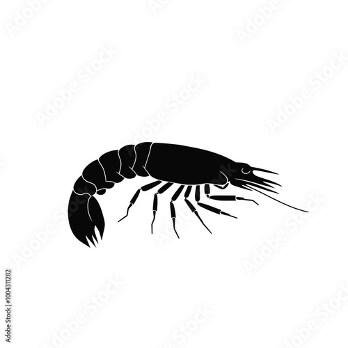 black silhouette of a shrimp