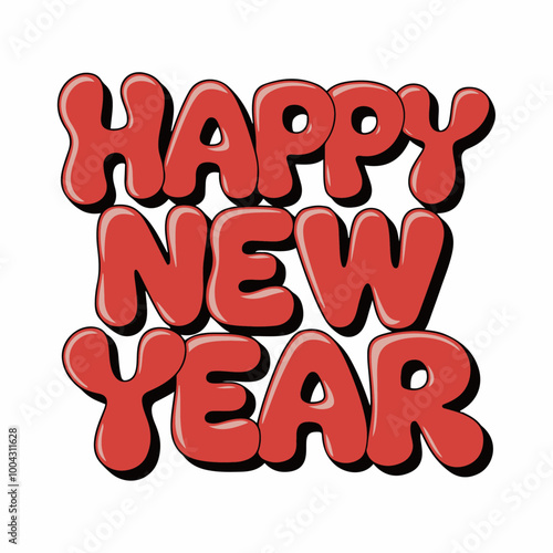 Happy new year text typography, New Year  text logo template with bold font written in vector design