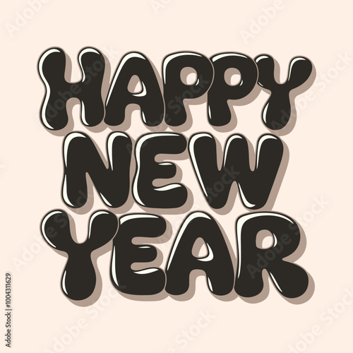 Happy new year text typography, New Year  text logo template with bold font written in vector design