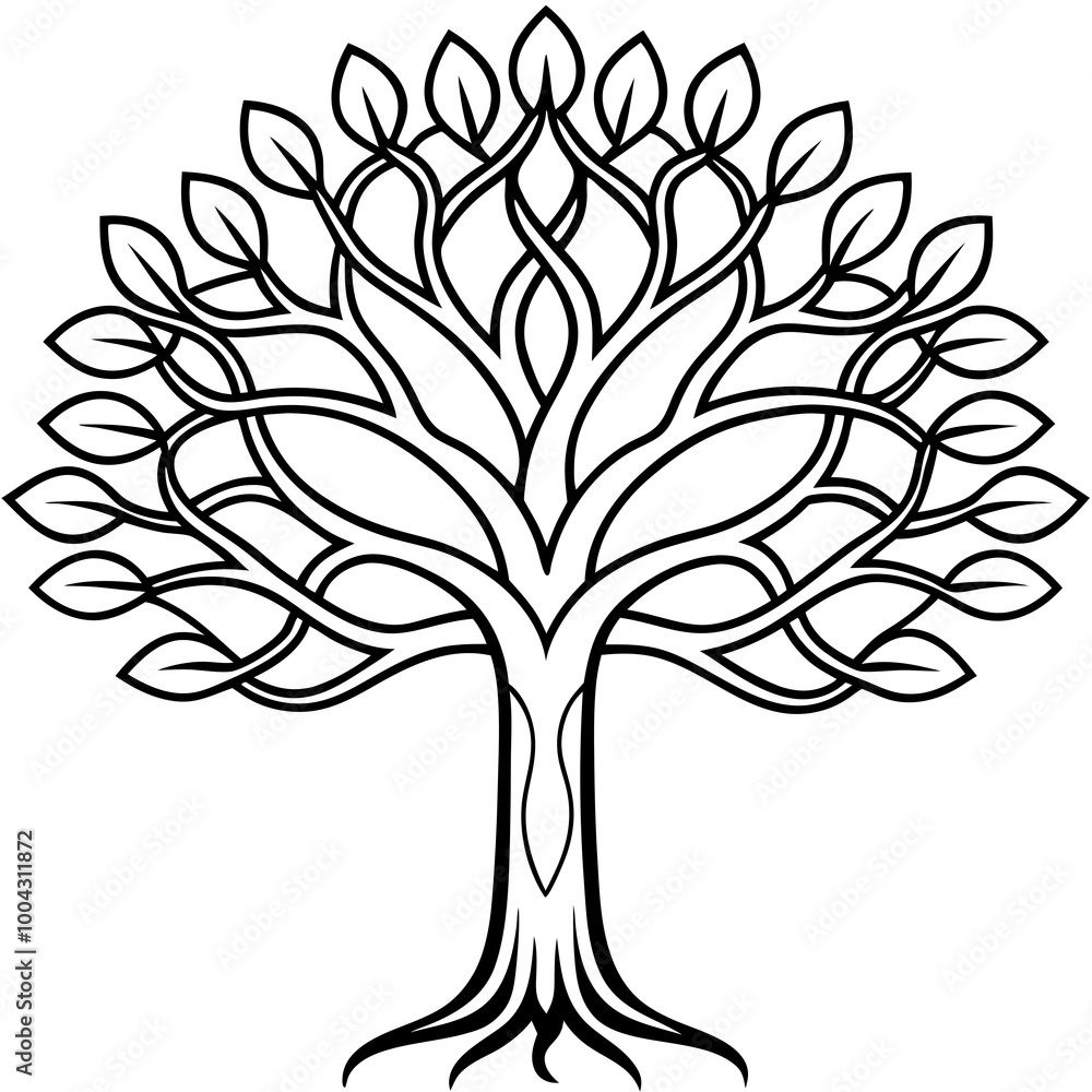 Obraz premium Stylized Tree with Intricate Branch Patterns Vector