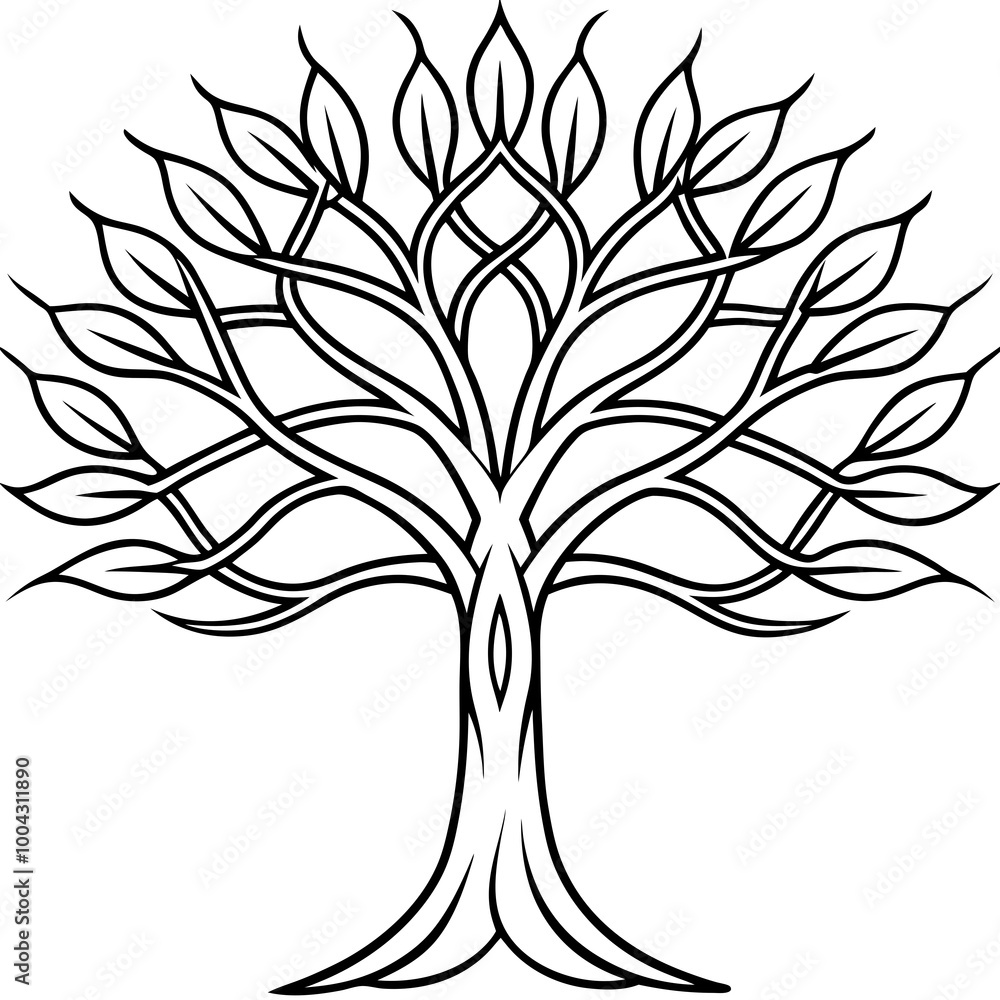 Obraz premium Stylized Tree with Intricate Branch Patterns Vector