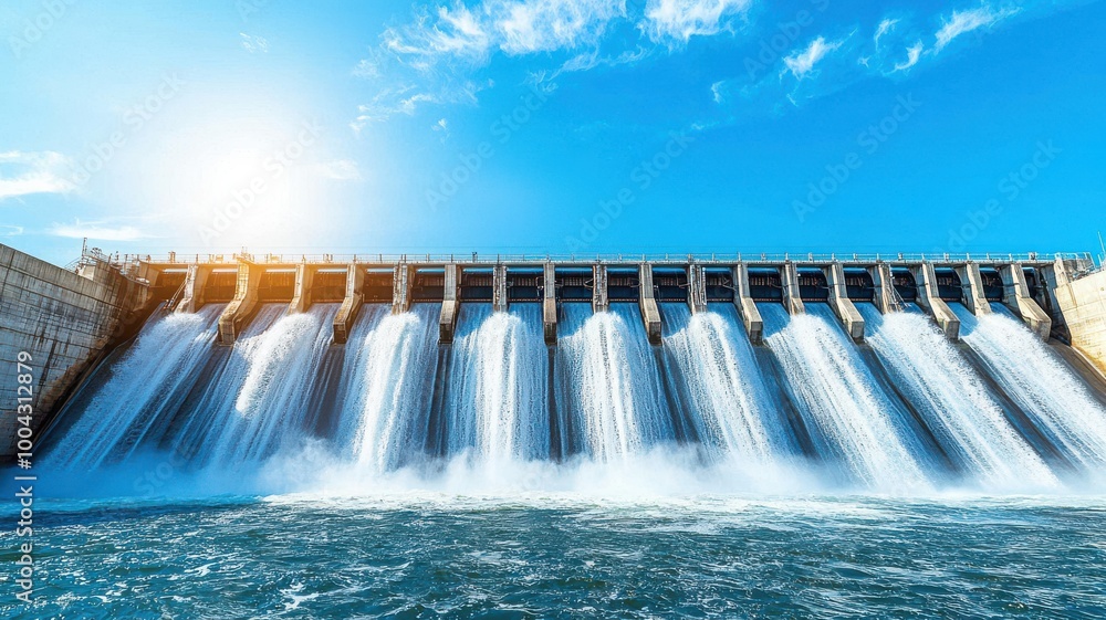 A large body of water with a waterfall in the background A large body of water with a waterfall in the background