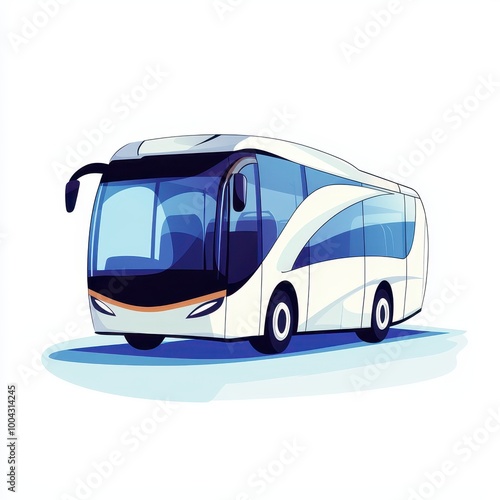 Electric Bus Silhouette on White Background