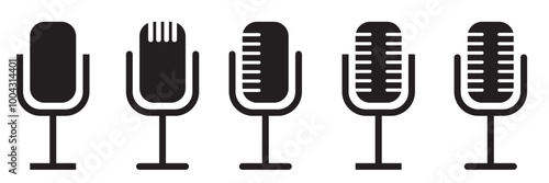 Microphone Icons set. variant microphone icon. Karaoke mic. Podcast microphone. web and mobile icons. vector illustration. mike icon set . 