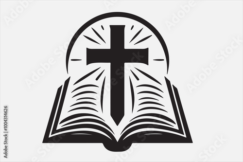 Silhouette of a holy Bible and cross