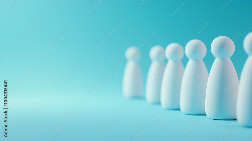 A series of stylized abstract people figures on a vibrant blue background, symbolizing unity and collaboration in leadership. photo A series of stylized abstract people figures on a vibrant blue background, symbolizing unity and collaboration in leadership. photo