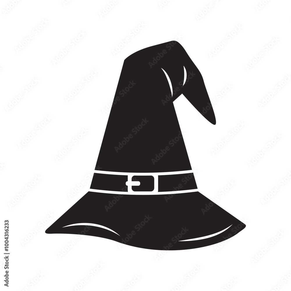 halloween witch hat vector illustration isolated on white background, black design element for halloween decoration,print,cut,logo halloween witch hat vector illustration isolated on white background, black design element for halloween decoration,print,cut,logo