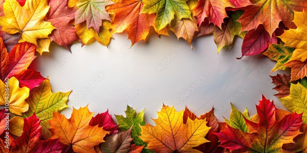 Vibrant Autumn Leaves Composition with Copy Space for Seasonal Background Vibrant Autumn Leaves Composition with Copy Space for Seasonal Background