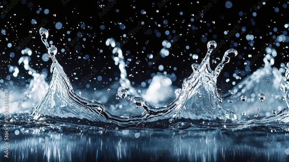 A splash of water is captured in a photo A splash of water is captured in a photo
