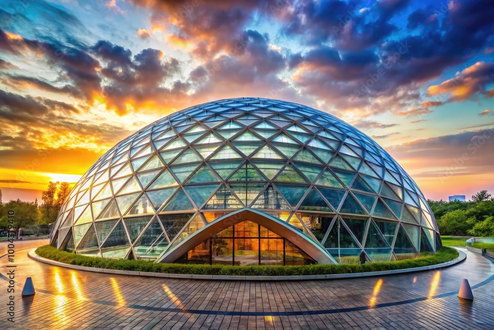 Fototapeta premium Modern dome structure with a sleek logo design, representing innovation and architectural elegance