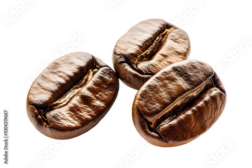 Coffee beans isolated on transparent background. Png format