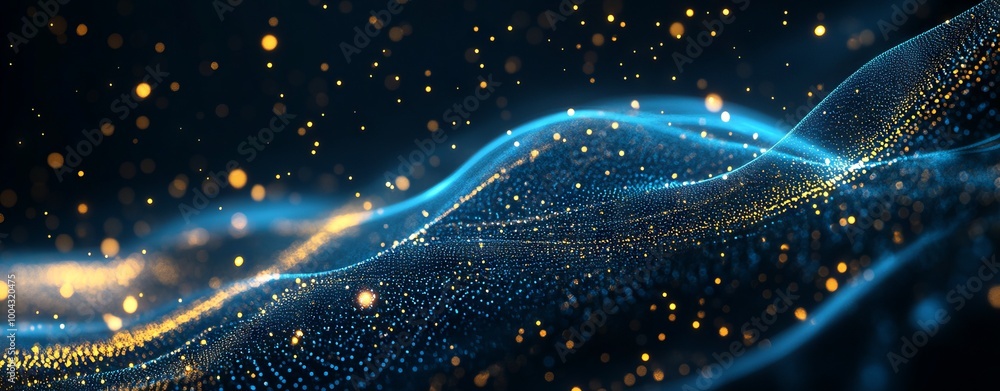Abstract Futuristic Background with Blue Wave of Dots, AI generated illustration Abstract Futuristic Background with Blue Wave of Dots, AI generated illustration
