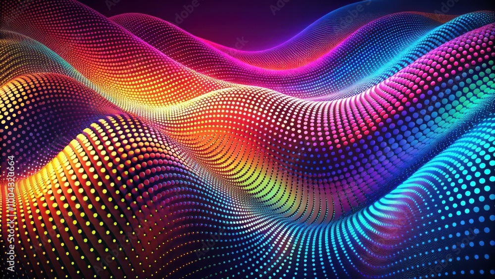 Vibrant abstract background with dotted wavy pattern for motion and dimension