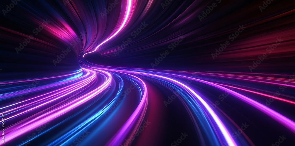 Abstract Light Speed Motion in a Highway Tunnel, AI generated illustration Abstract Light Speed Motion in a Highway Tunnel, AI generated illustration