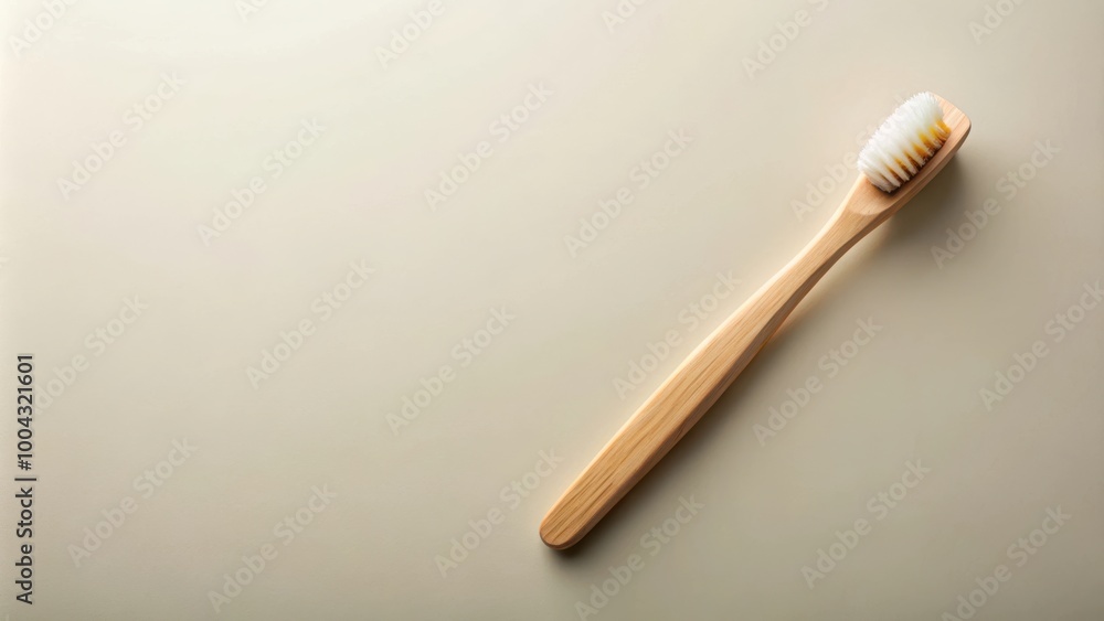 Eco-friendly bamboo toothbrush on minimalist background with zero waste concept for creative promotional design with copy space Eco-friendly bamboo toothbrush on minimalist background with zero waste concept for creative promotional design with copy space