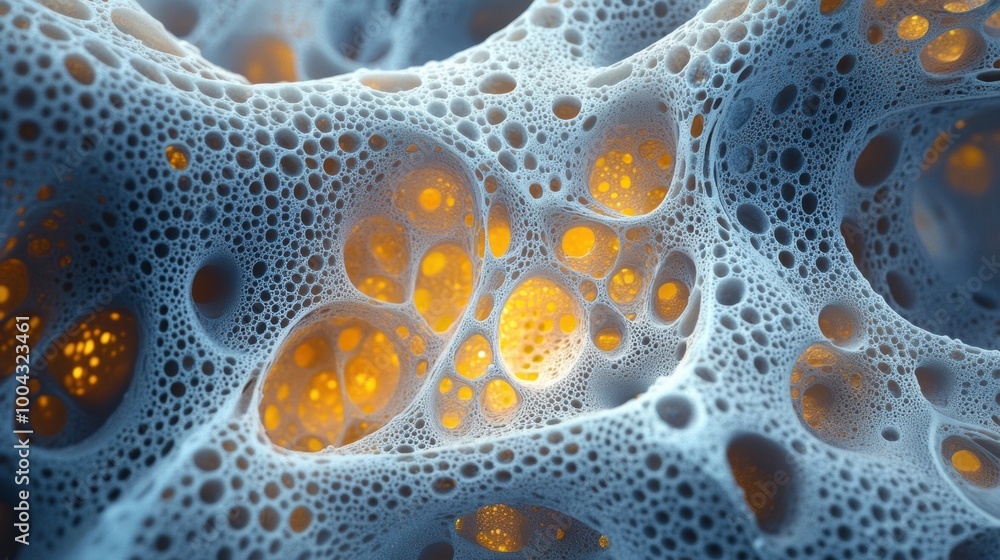 Abstract Blue and Gold Cellular Structure Background Abstract Blue and Gold Cellular Structure Background