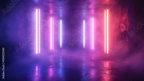 Abstract Purple and Red Neon Lights Background