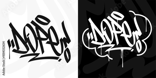 Modern Trendy Word Dope Abstract Hip Hop Hand Written Graffiti Urban Style Vector Illustration
