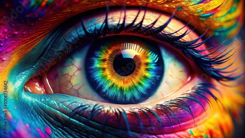 Colorful Close-Up Eye Macro Photography with Bold Bright Colors and Stunning Details