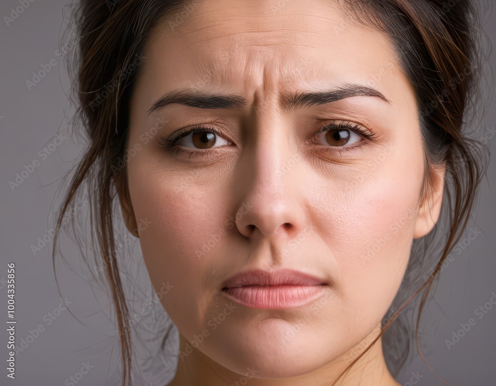 woman worried, with a gloomy face, furrowing her eyebrows, facial expressions woman worried, with a gloomy face, furrowing her eyebrows, facial expressions